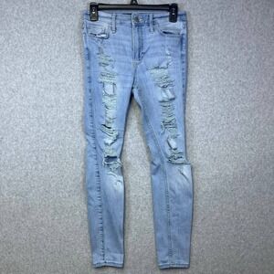 Hollister Jeans Womens 5R Blue Distressed‎ Skinny Denim 27x26.5